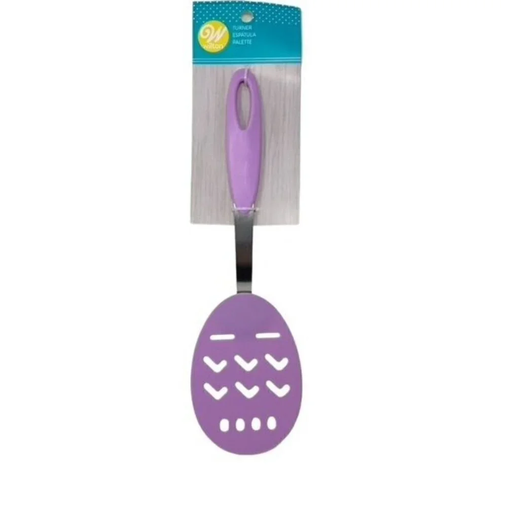 Wilton Easter Egg Shaped Spatula Purple Silicone Handle Springtime Baking